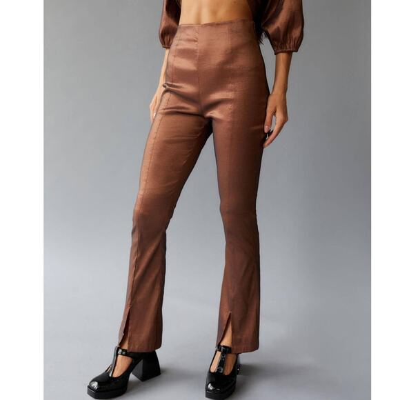 New Free People x Hosbjerg Elora Flare Pants $168 EU MEDIUM/US 6 Metallic Walnut - Picture 8 of 10